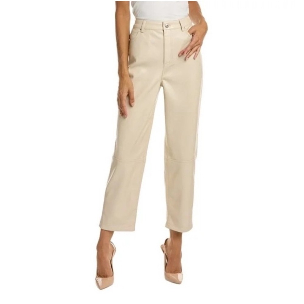 New! Ted Baker London Plaider Faux Leather Panel Crop Trousers  Sz‎ 2/4 $225